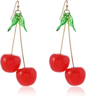 3D Cherry Drop Earrings for Women Dangle Sweet and Lovely Red Fruit Earrings Cute Jewelry