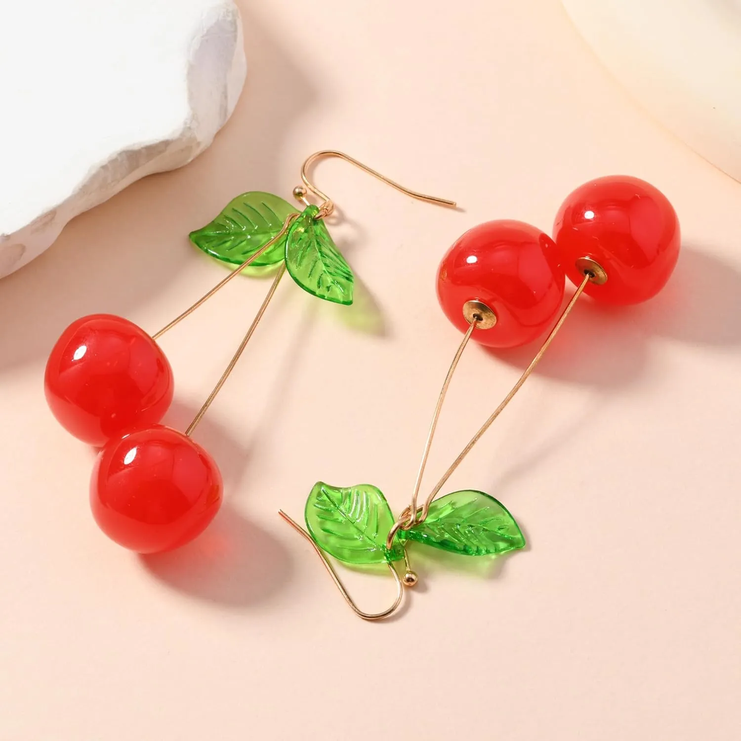 3D Cherry Drop Earrings for Women Dangle Sweet and Lovely Red Fruit Earrings Cute Jewelry
