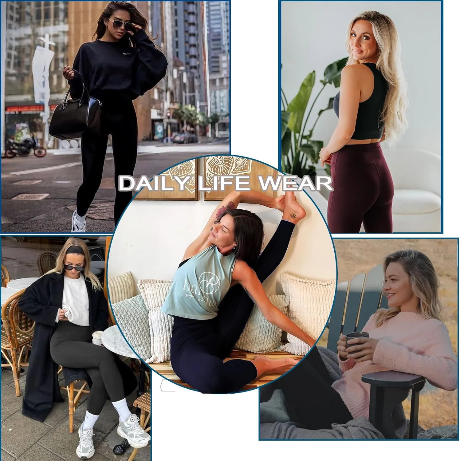 4 Pack Leggings for Women Full Length Capri w/Pockets High Waisted Tummy Control Soft No See-Thru Yoga Pants Workout