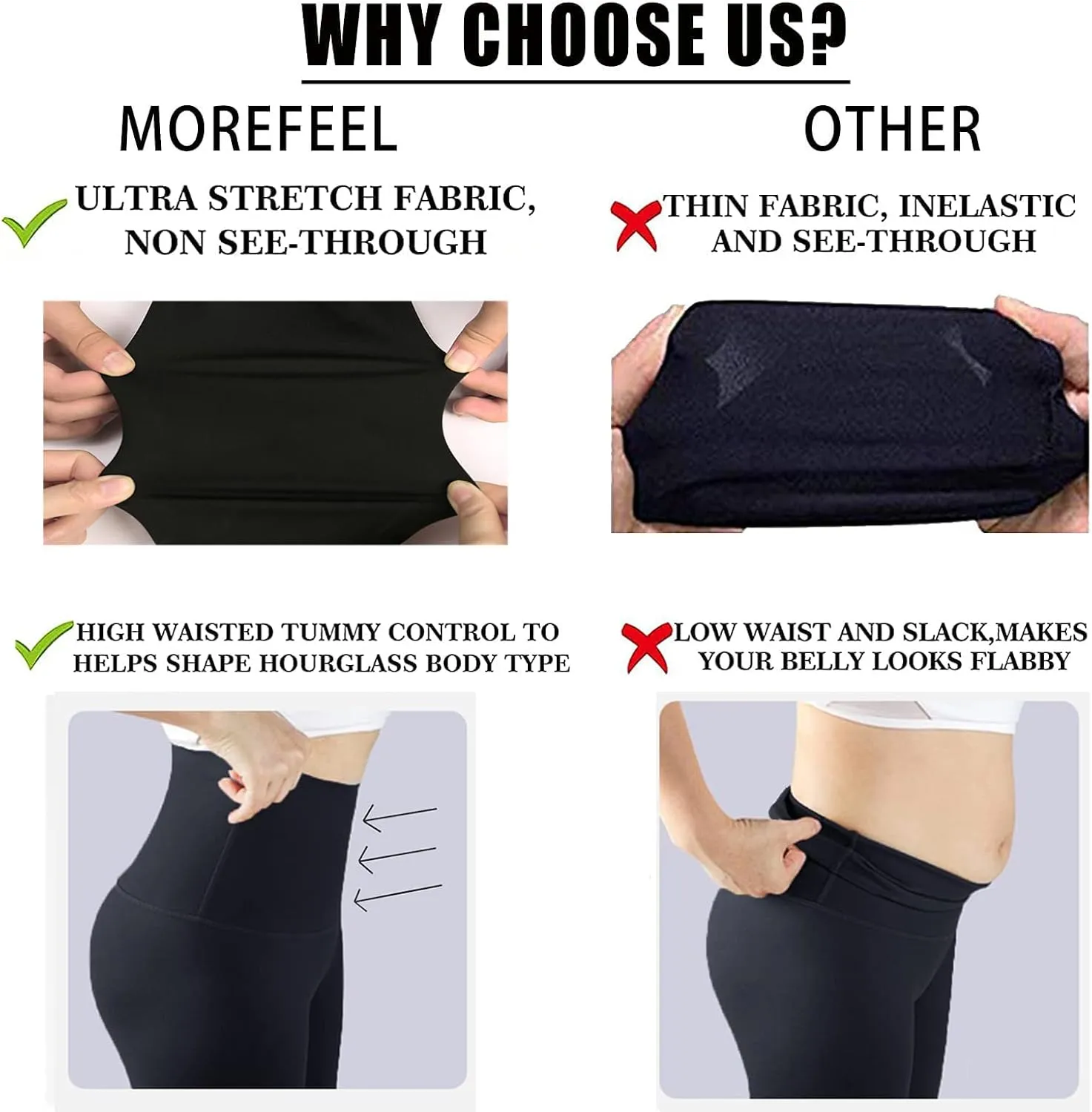 4 Pack Leggings for Women Full Length Capri w/Pockets High Waisted Tummy Control Soft No See-Thru Yoga Pants Workout