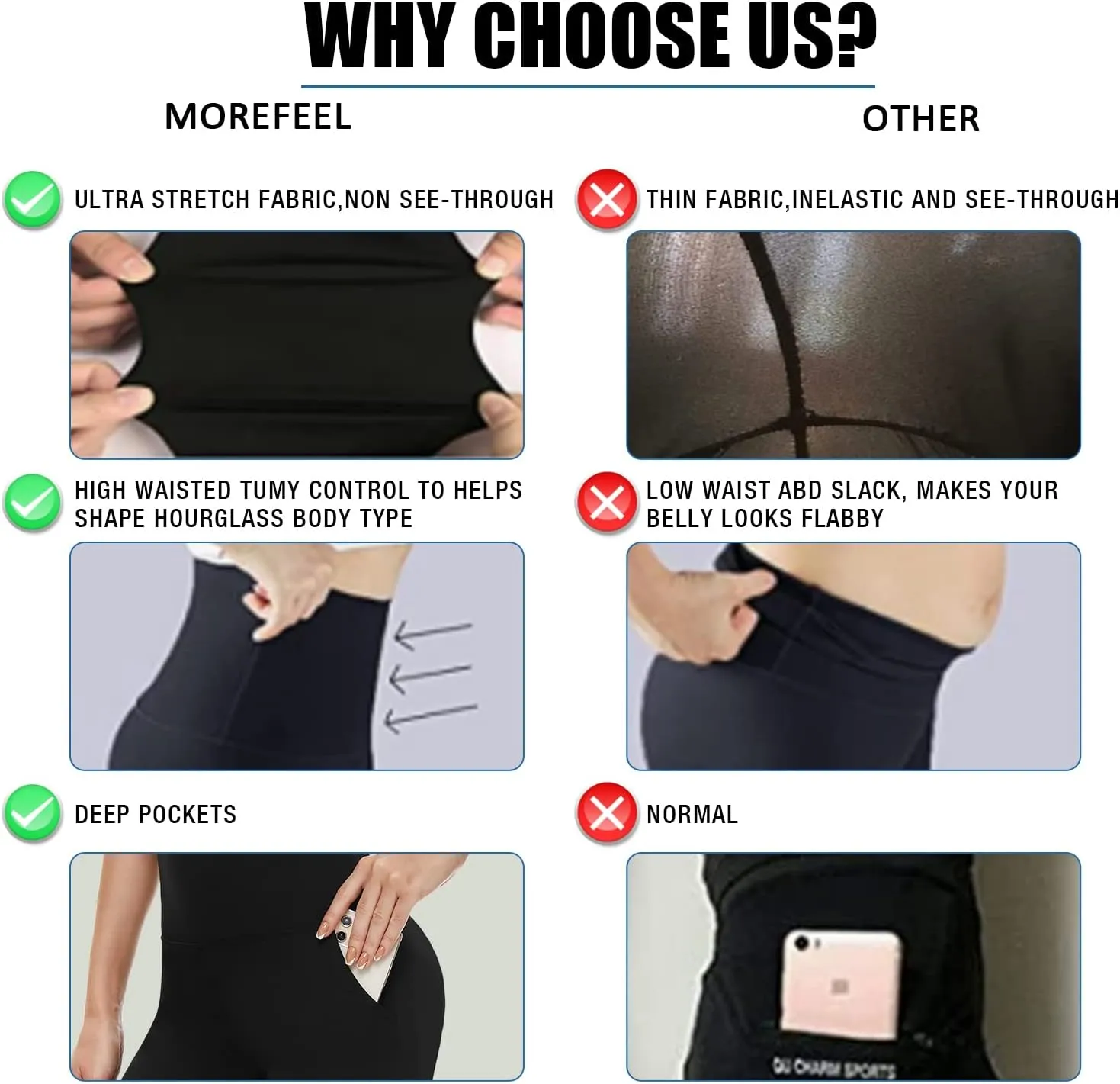 4 Pack Leggings for Women Full Length Capri w/Pockets High Waisted Tummy Control Soft No See-Thru Yoga Pants Workout
