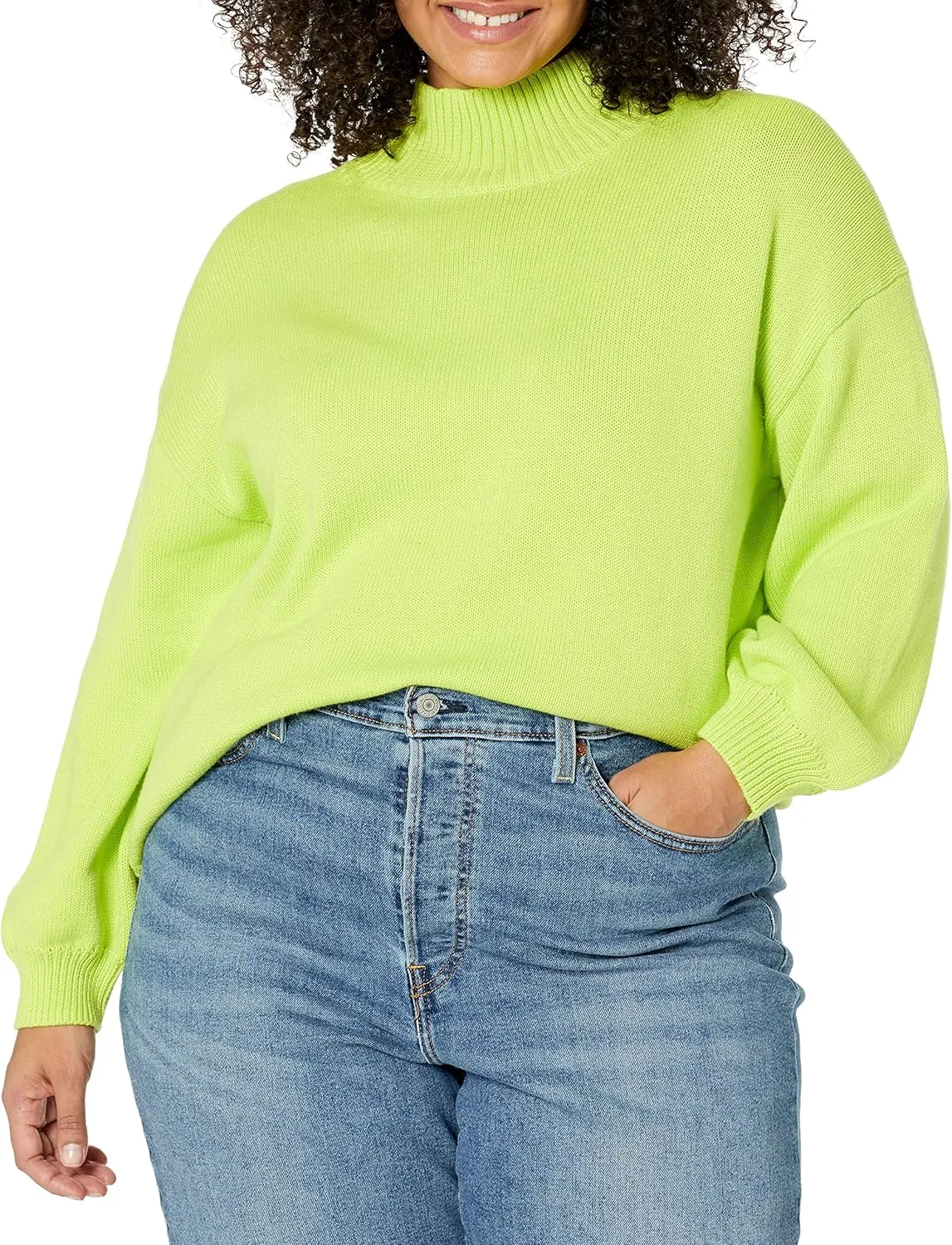 Amazon Essentials Women's Pull-Over Cotton Sweaters, Funnel-Neck, Available in Plus Size