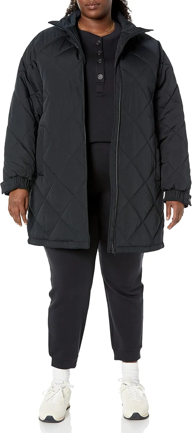Amazon Essentials Womens Relaxed-Fit Recycled Polyester Mid Length Puffer Coat