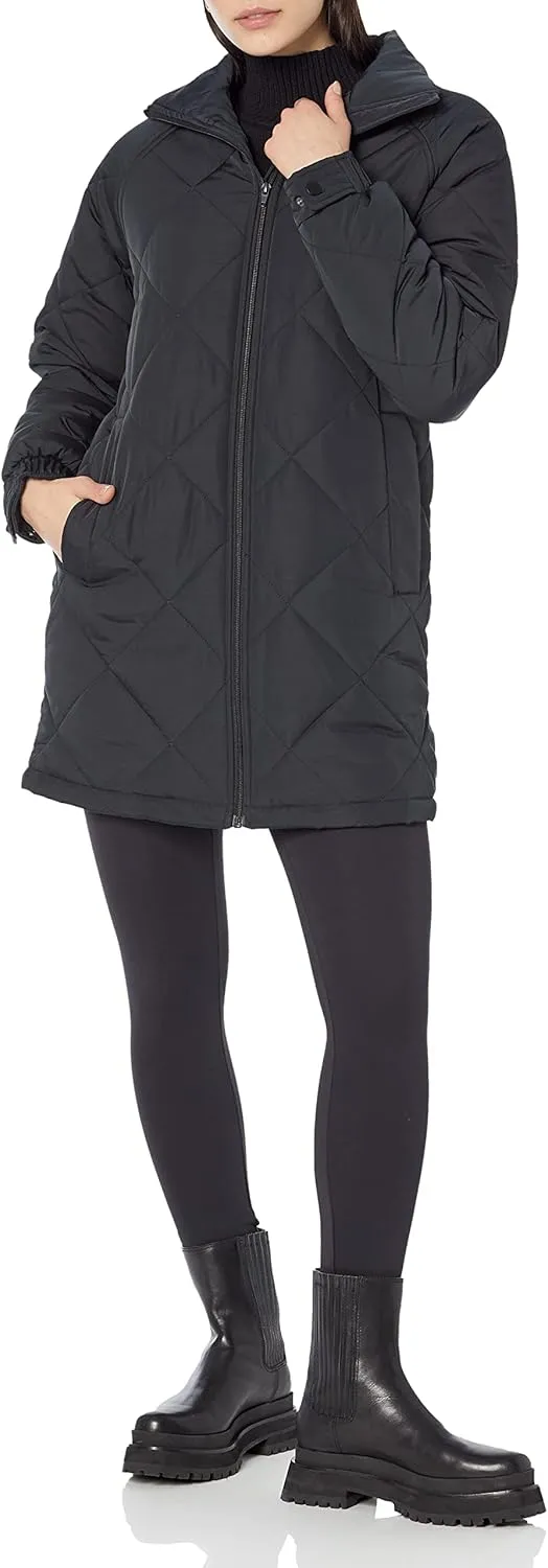 Amazon Essentials Womens Relaxed-Fit Recycled Polyester Mid Length Puffer Coat