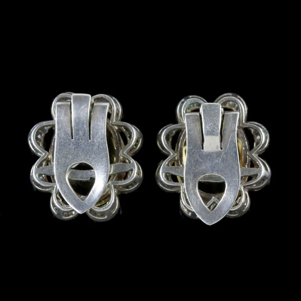 Antique Victorian Citrine Earrings Silver Clip Earrings Circa 1900
