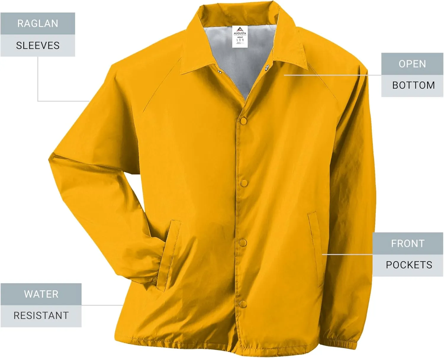 Augusta Sportswear Nylon Coach's Jacket/Lined - Rain-Ready, Water-Resistant Outerwear for Coaches & Outdoor Activities