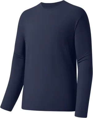 BASSDASH Men's Ultra Soft Cotton Blend UPF 50  Long Sleeve Fishing Shirt UV Sun Protection Casual Performance Tee