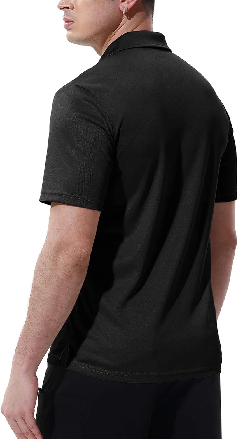 BASUDAM Men's Polo Shirts with Pocket Quick Dry Short Sleeve Active Performance