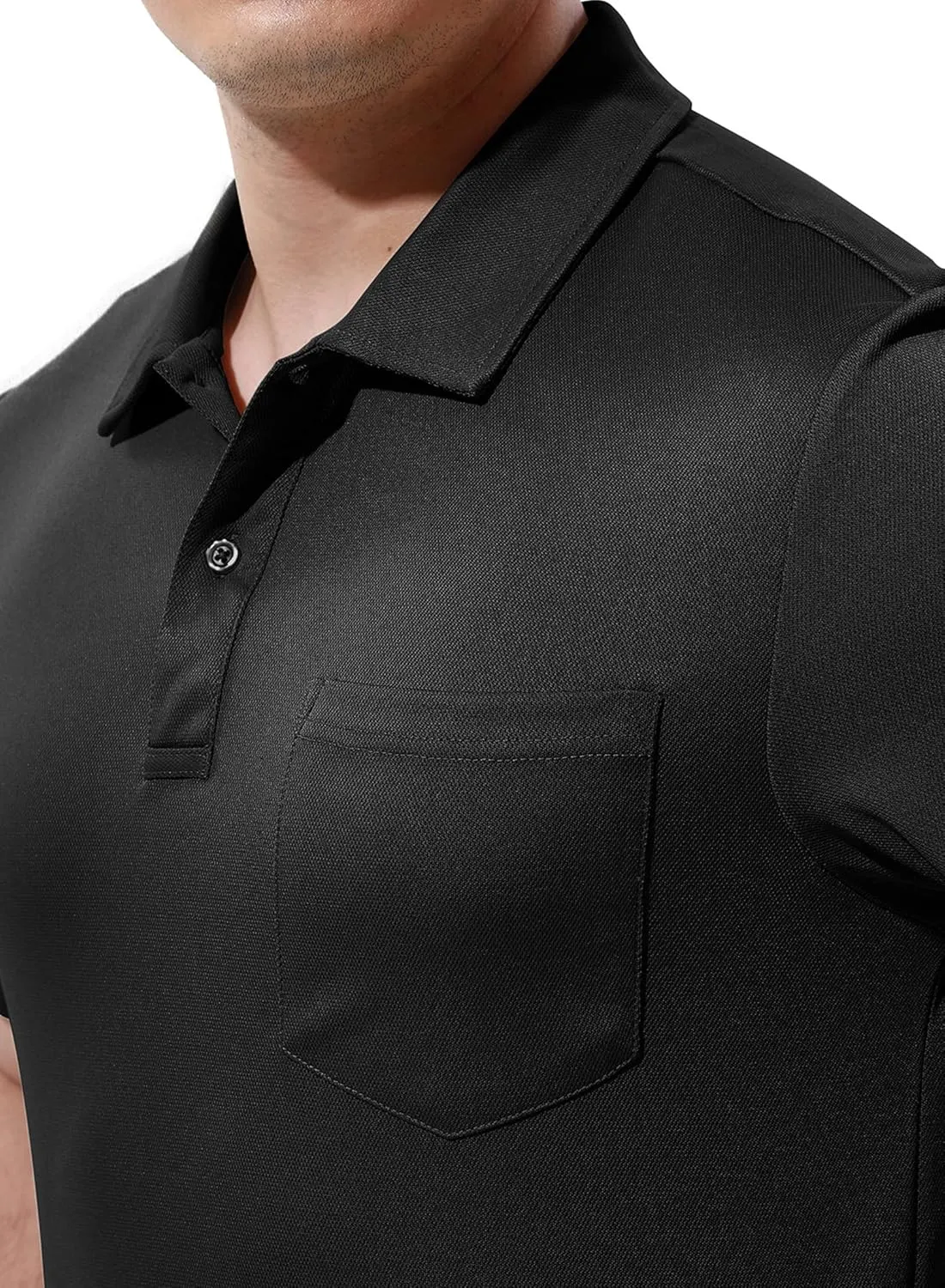 BASUDAM Men's Polo Shirts with Pocket Quick Dry Short Sleeve Active Performance