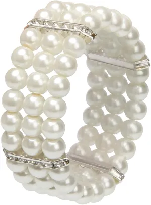 Coolrunner Ladies Faux Pearls Accent Off White Stretch Wrist Bracelet Jewelry (Pearl style3)