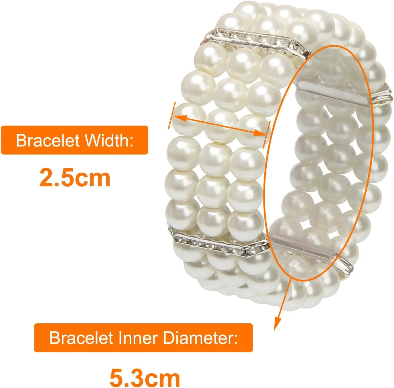 Coolrunner Ladies Faux Pearls Accent Off White Stretch Wrist Bracelet Jewelry (Pearl style3)