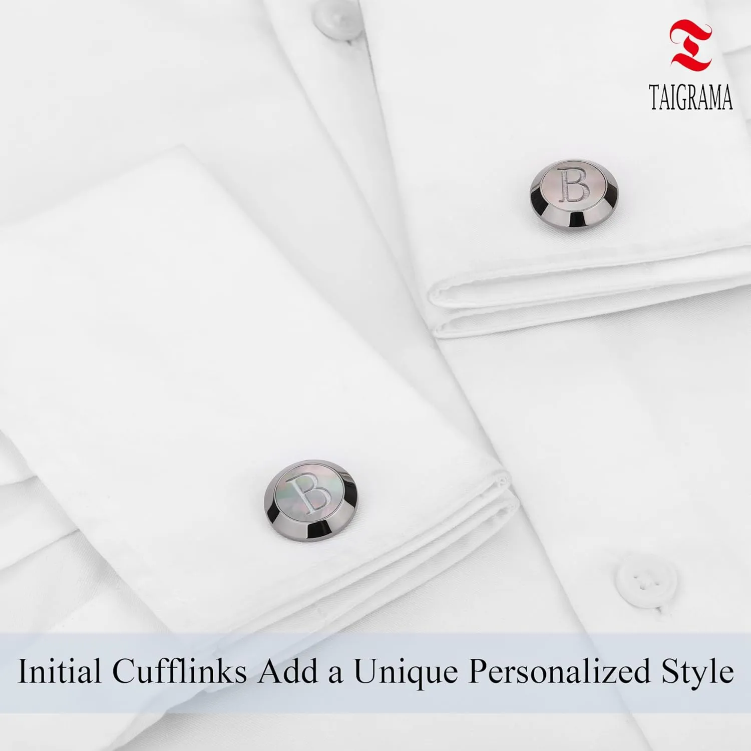 Cufflinks for Men, Black Mother Of Pearl Cuff Links Mens Gunmetal Black Cuff Links Initial Personalized Gift for Groom Husband Father