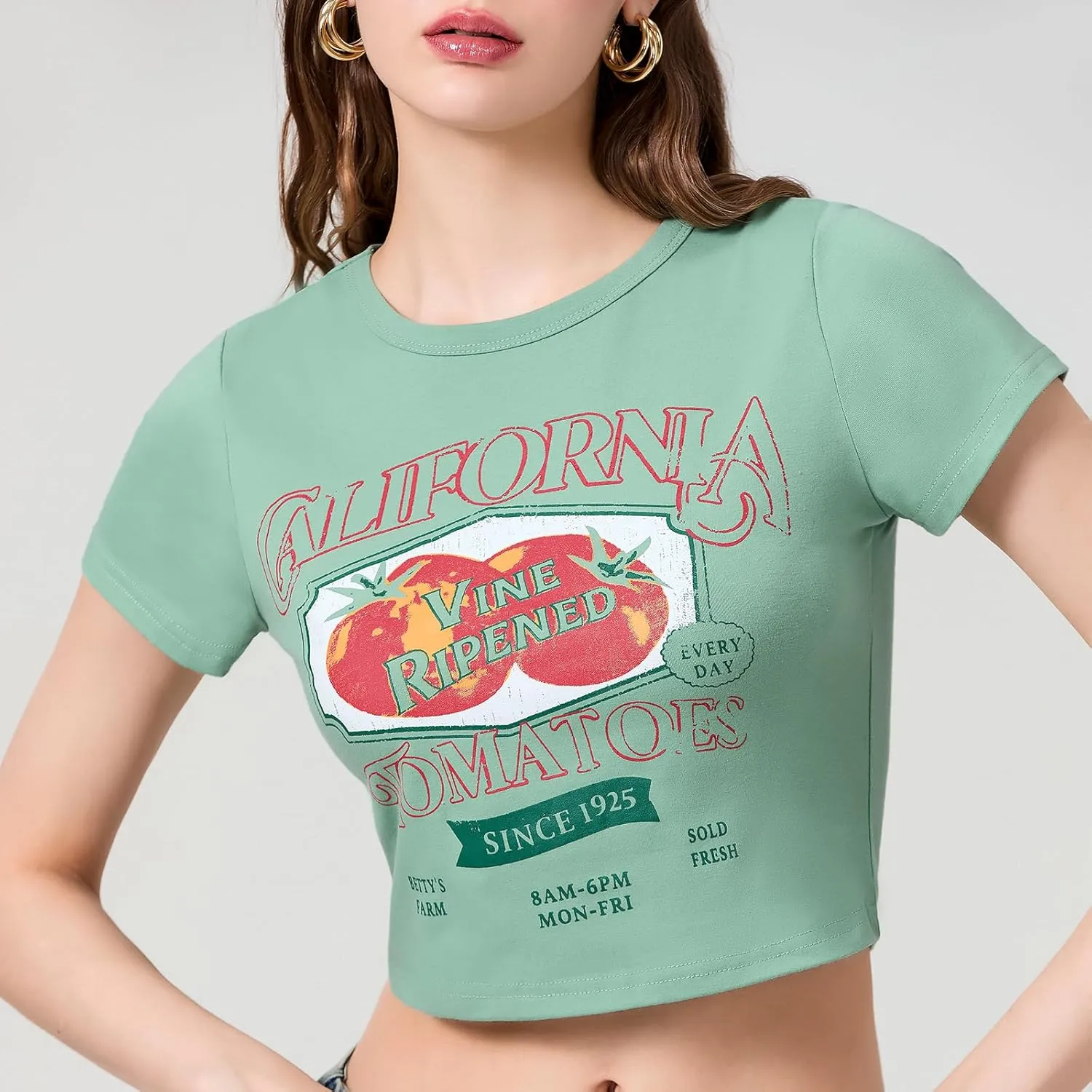 Cute Baby Tees for Women Y2K Short Sleeve T-Shirt Summer Slim Fit Round Neck Graphic Print Top 00s Retro Streetwear