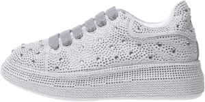 Fashionable Rhinestone Sweet Platform Bling Shoes for Women's Thick Soles PU Casual Sports with Jeans Skirts Comfortable Breathable Wedding Outdoors
