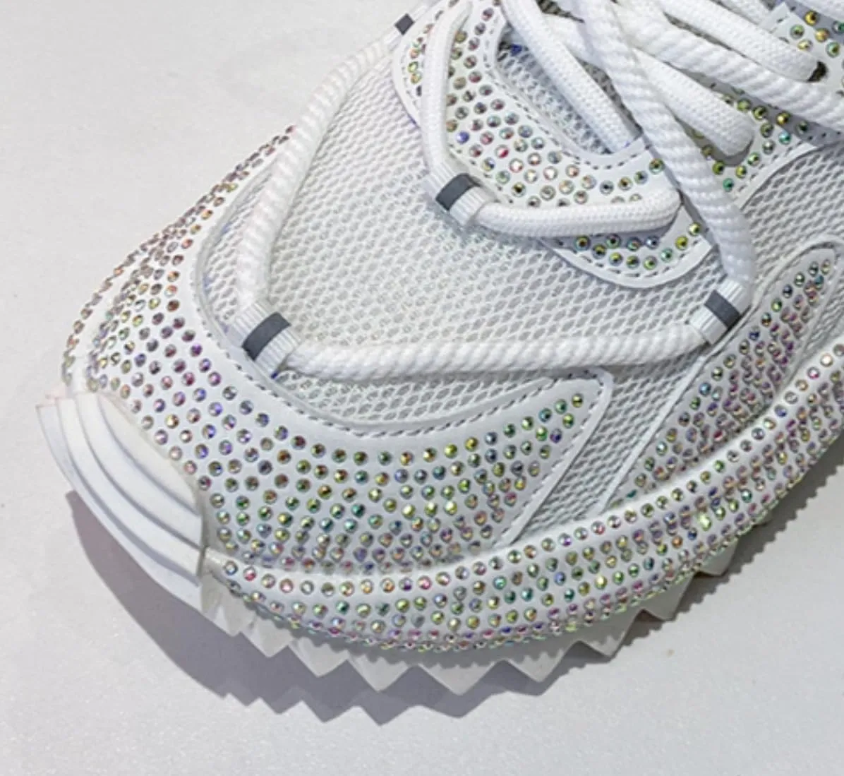 Fashionable Rhinestone Sweet Platform Bling Shoes for Women's Thick Soles PU Casual Sports with Jeans Skirts Comfortable Breathable Wedding Outdoors
