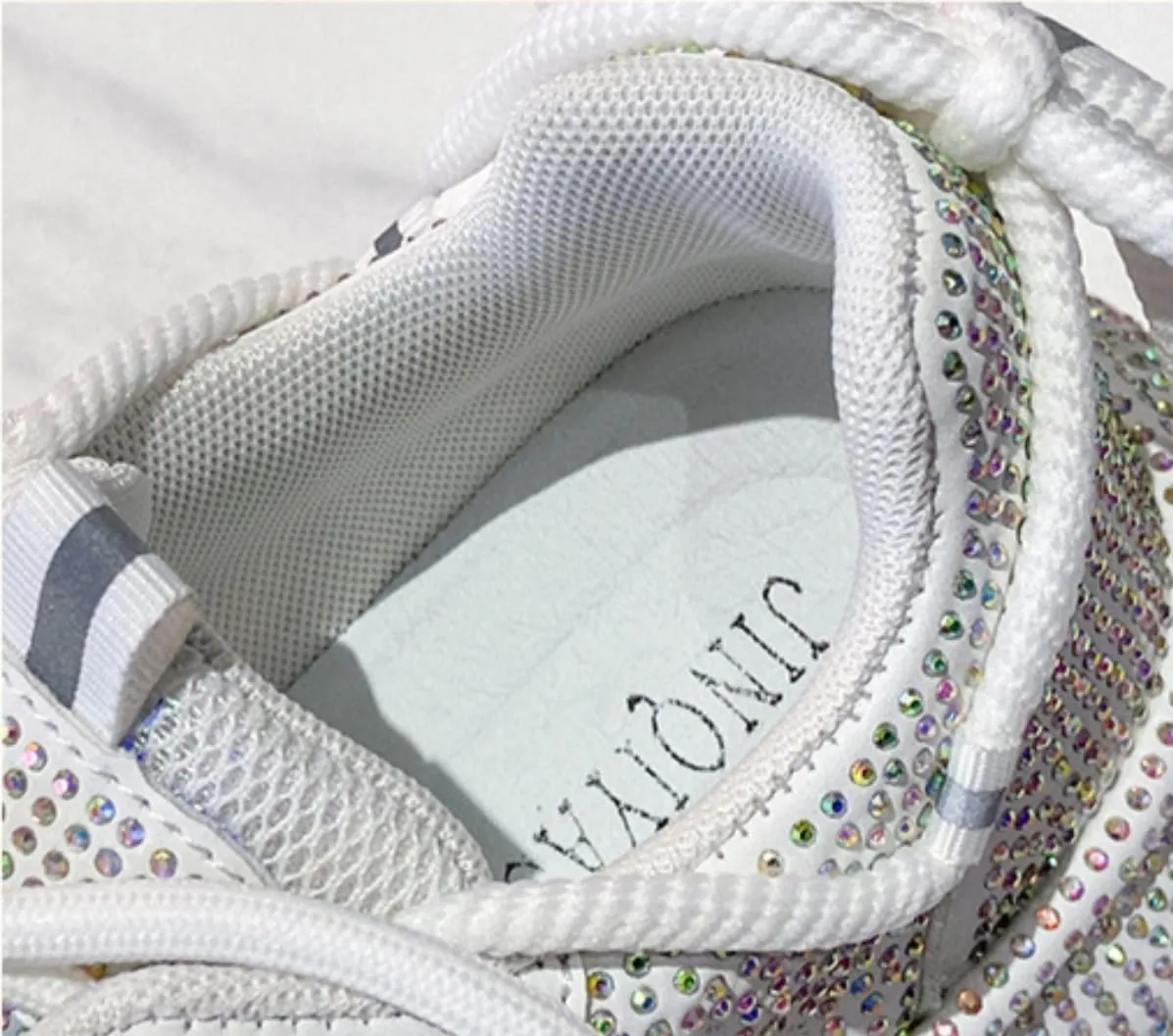 Fashionable Rhinestone Sweet Platform Bling Shoes for Women's Thick Soles PU Casual Sports with Jeans Skirts Comfortable Breathable Wedding Outdoors
