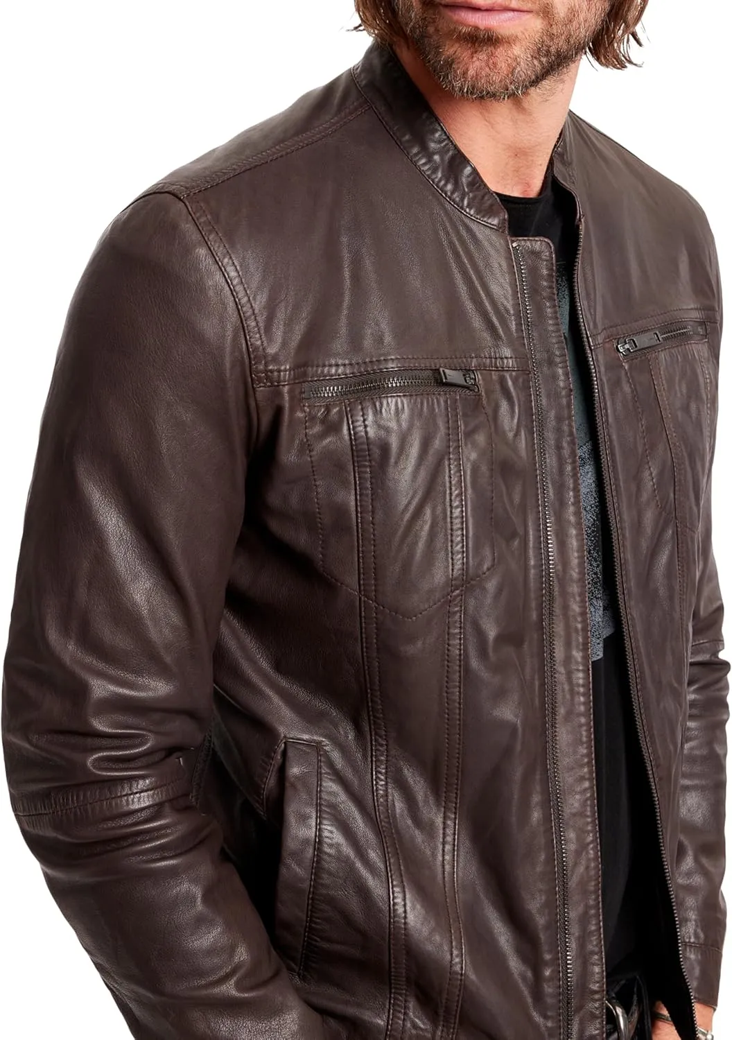 John Varvatos Star USA Men's Brando Leather Jacket