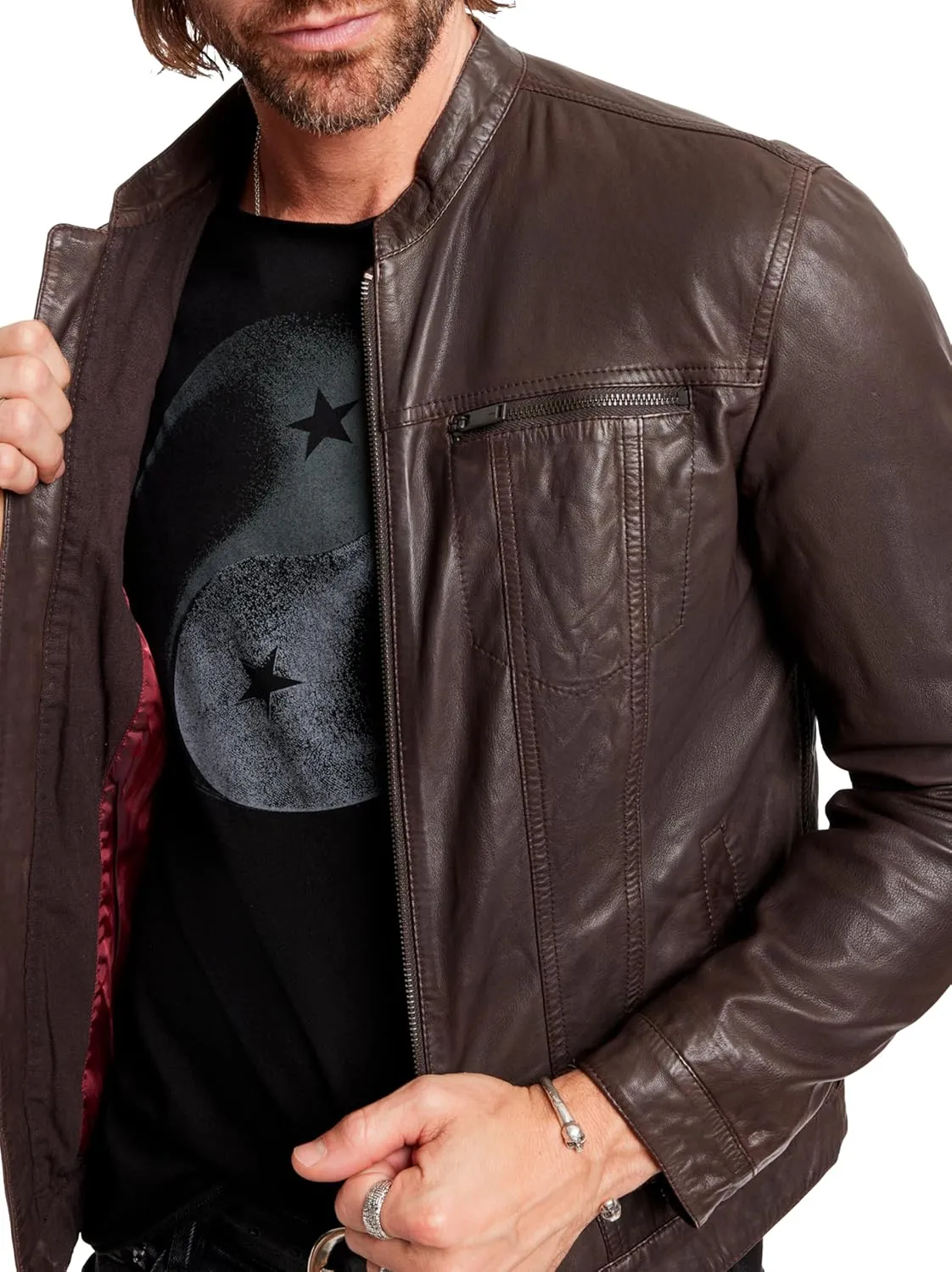 John Varvatos Star USA Men's Brando Leather Jacket