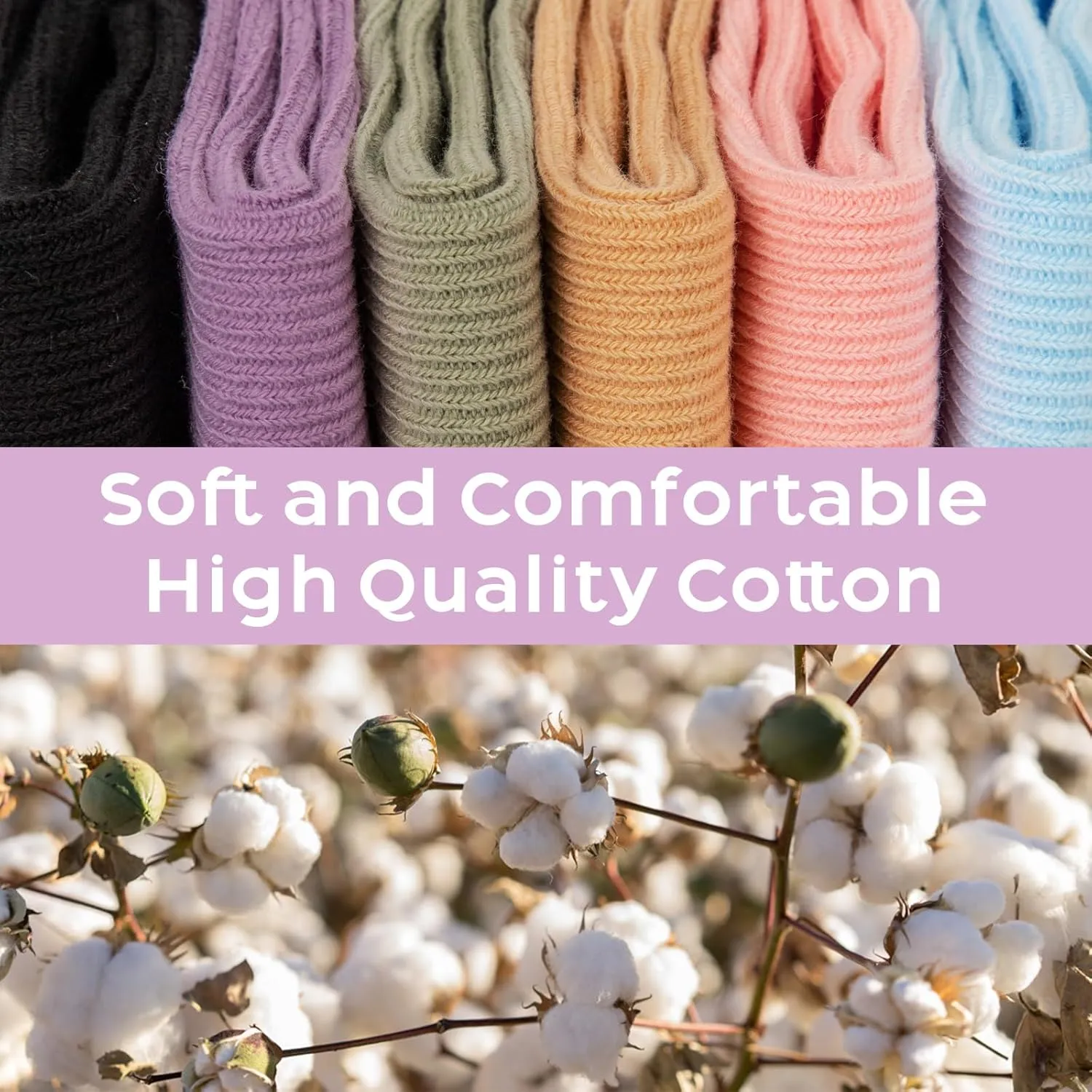 Justay 6 Pairs Ruffle Socks Soft Cute Frilly Turn-Cuff Long Casual Slouch Cotton Crew Socks for Women Gifts