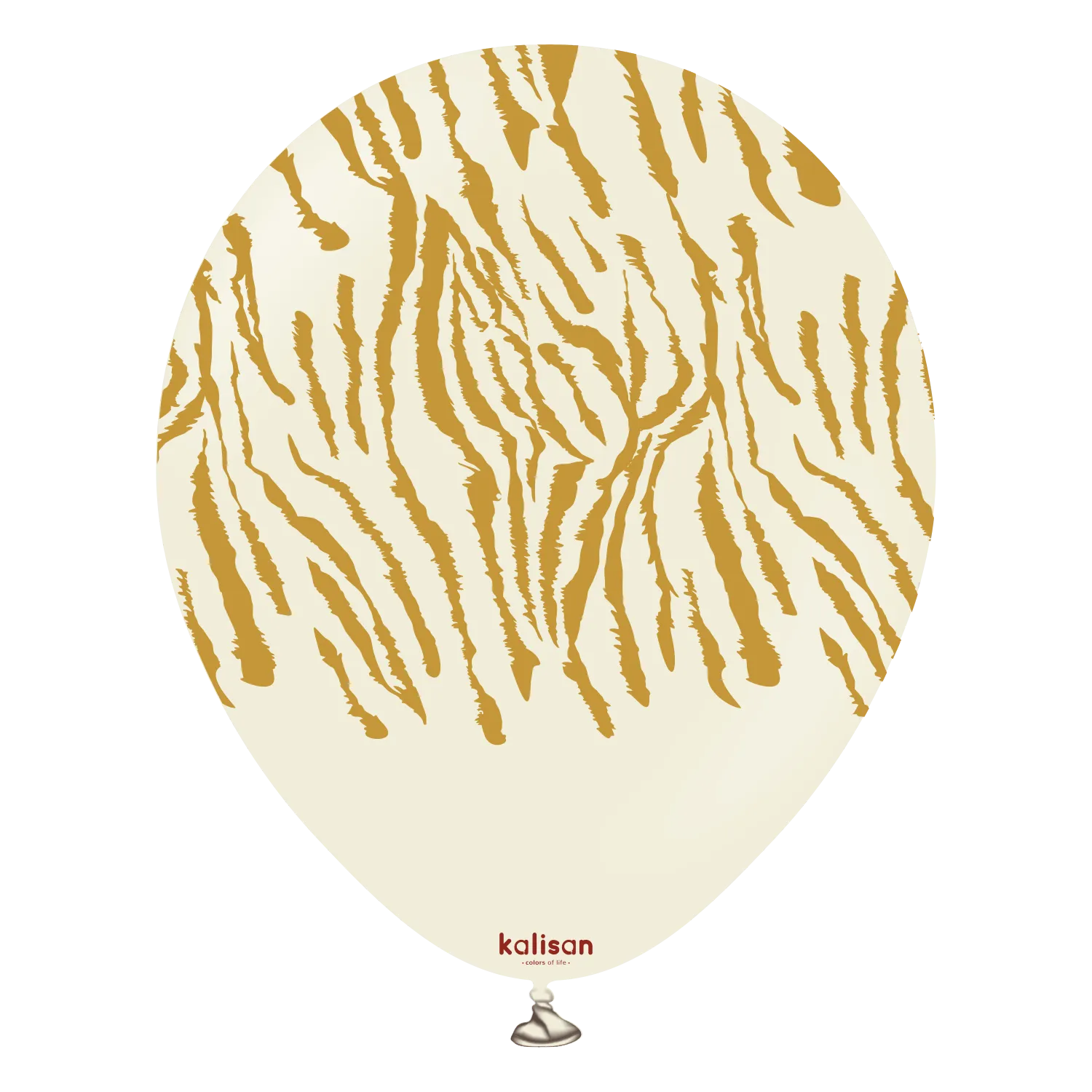 Kalisan 12" Safari Tiger Printed White Sand (Gold) Latex Balloon, 25 pieces
