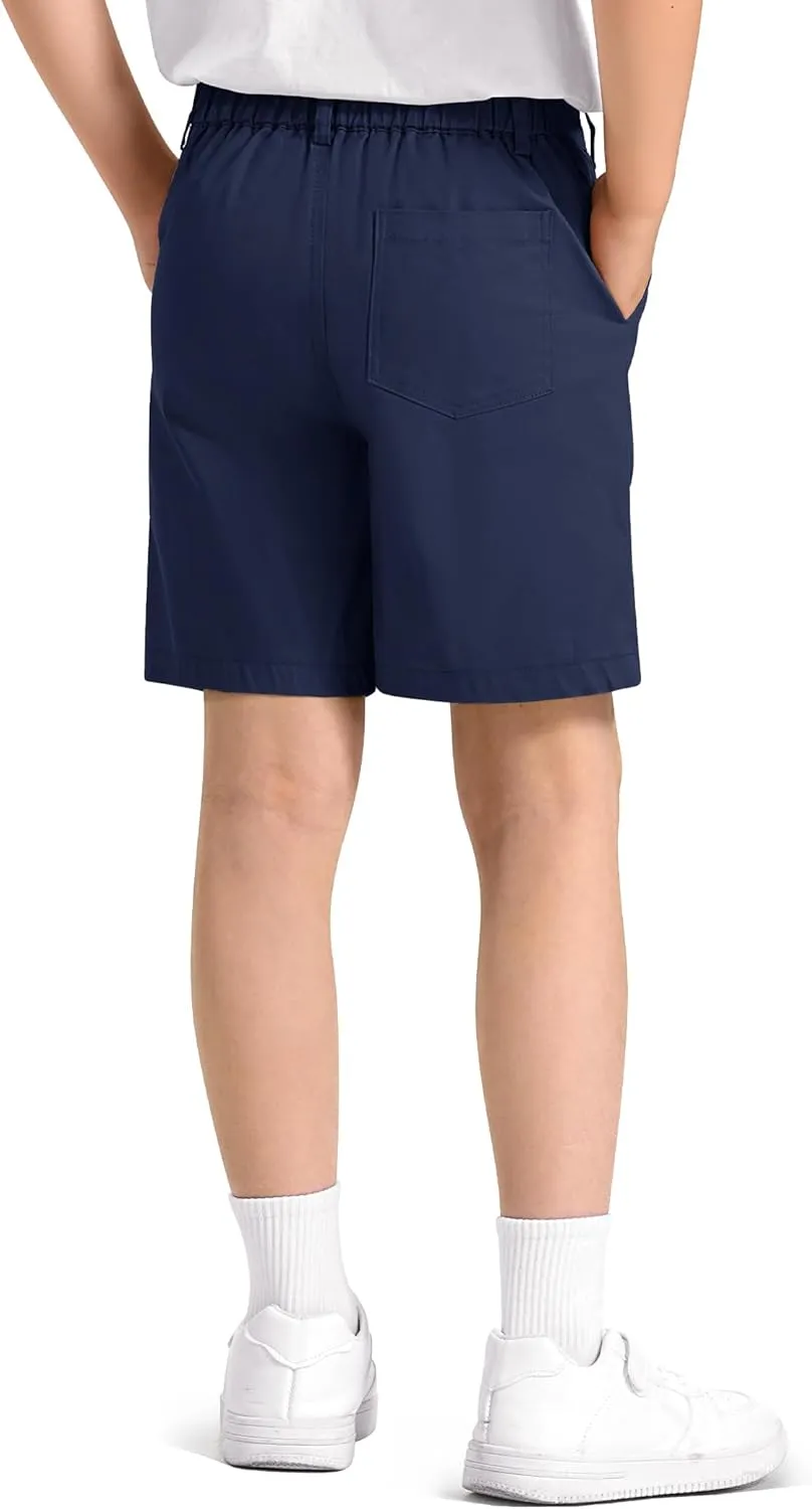 KEREDA Boys School Uniform Golf Shorts Pull On Preppy Shorts Kids Clothes with Pockets