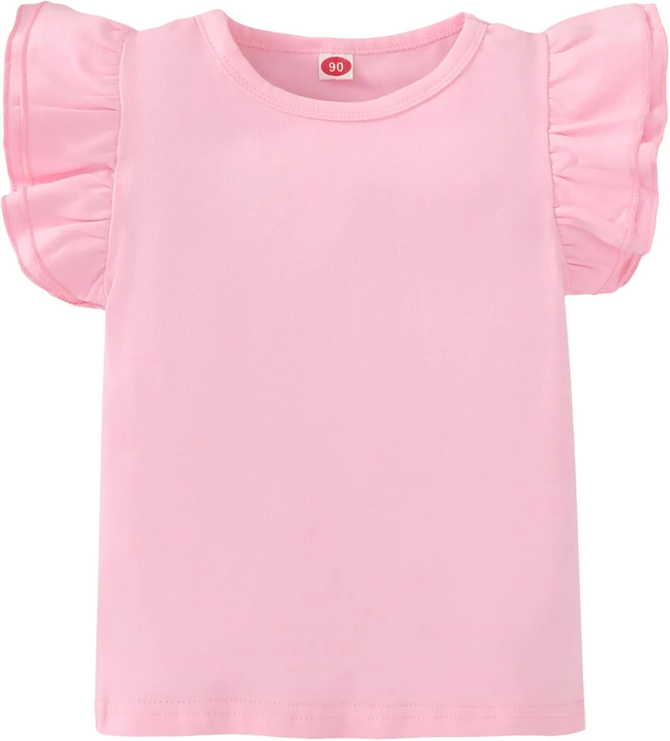 Kids Blouse Plain Ruffle Sleeve Top Toddler Girls Solid Color T-Shirt Baby Girl Cotton Casual Clothes