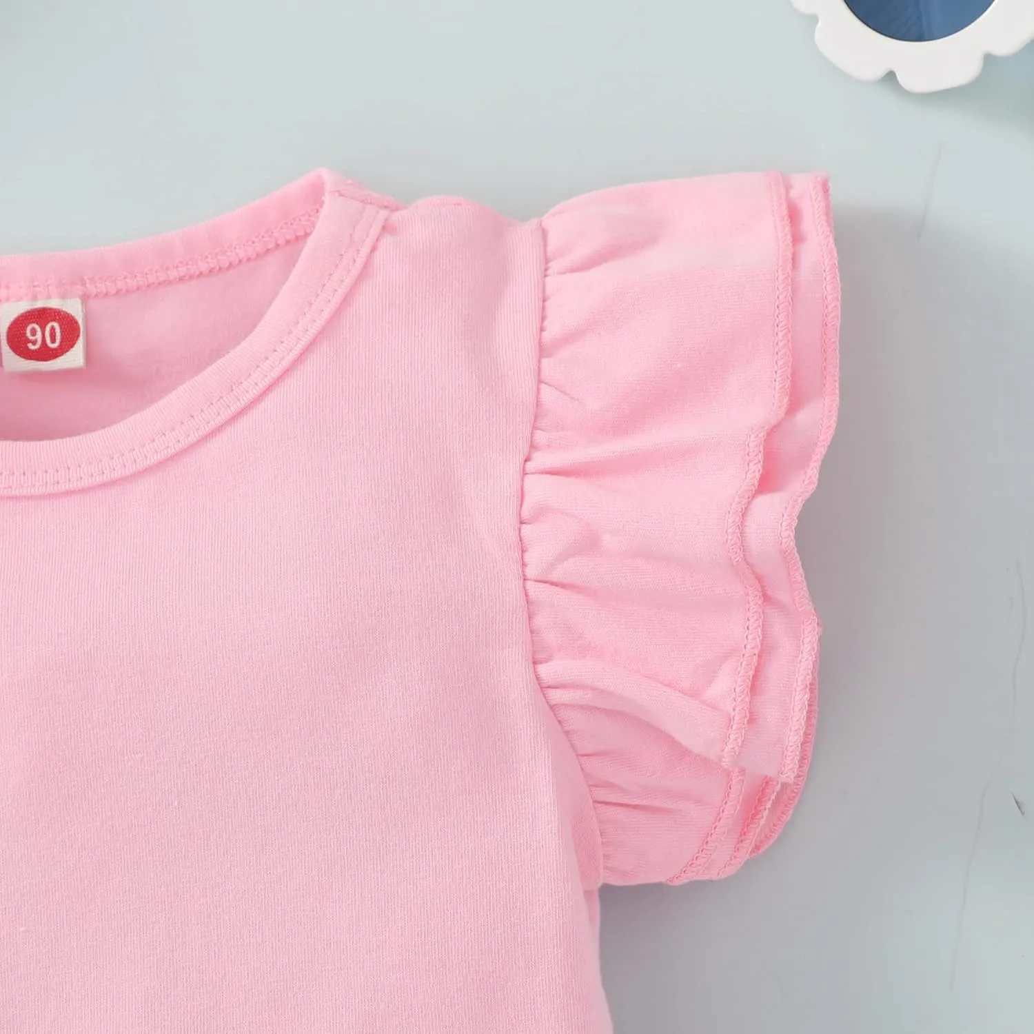 Kids Blouse Plain Ruffle Sleeve Top Toddler Girls Solid Color T-Shirt Baby Girl Cotton Casual Clothes