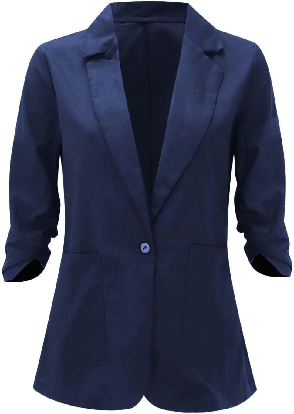 Linen Blazer Women Summer Lightweight Button 3/4 Sleeve Blazers for Women Business Casual Suit Jacket with Pockets