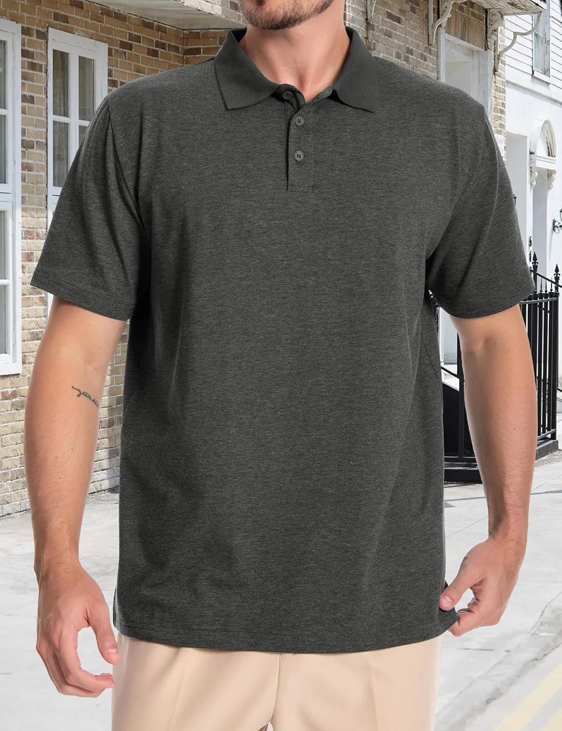 Men's Casual Polo Shirts Short Sleeve Summer Shirts Classic Collared Golf Shirt