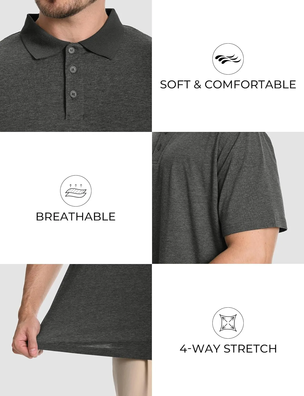Men's Casual Polo Shirts Short Sleeve Summer Shirts Classic Collared Golf Shirt
