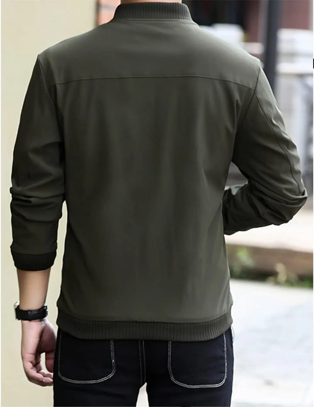 Men's Fall Casual Slim Fit Bomber Jacket Windbreaker Lightweight Softshell Flight Jacket Varsity Coat Outwear