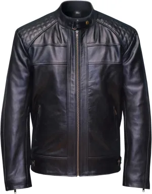 Mens Genuine Leather Jacket Cowhide Motorbike Motorcycle Moto-Jacket Real Leather Black/Brown