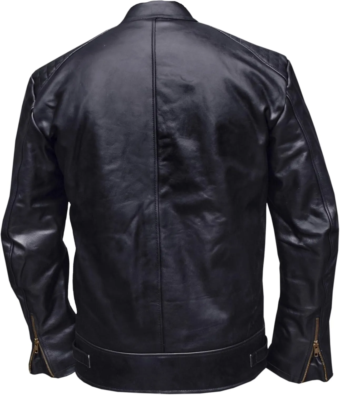 Mens Genuine Leather Jacket Cowhide Motorbike Motorcycle Moto-Jacket Real Leather Black/Brown
