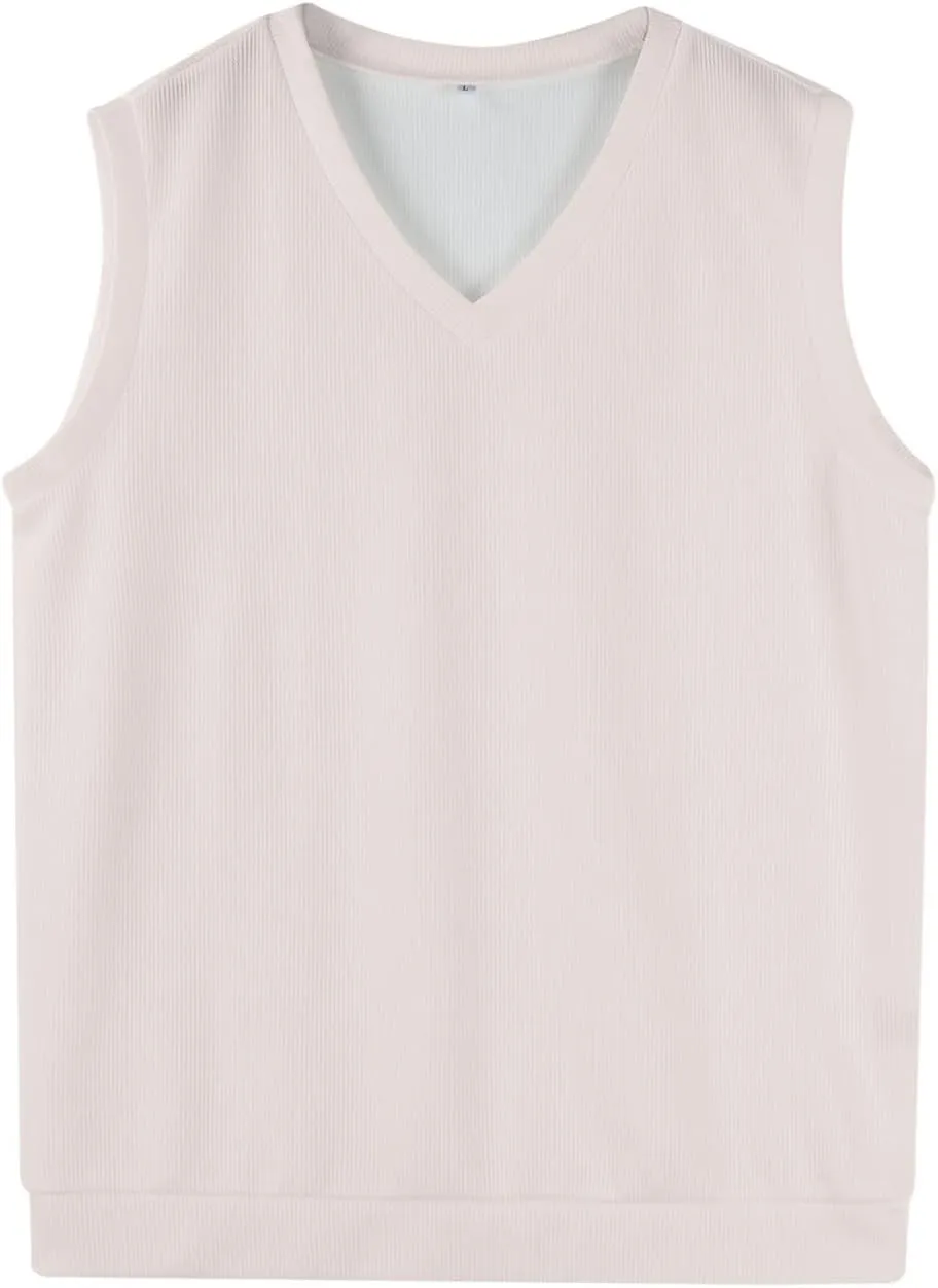 Mens Vest Casual Sleeveless Classic V Neck Knitted Pullover Sweater Comfortable Fit Lightweight Business Tank Tops
