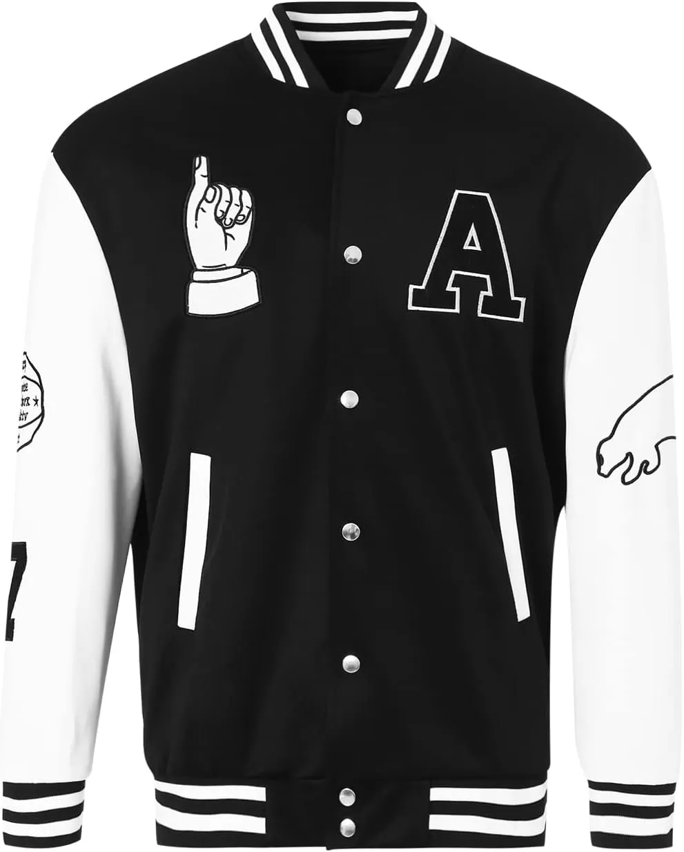 Mxiqqpltky Men's Vintage Varsity Jacket Casual Letter Print Patchwork Baseball Jacket Streetwear Letterman Jacket Bomber Coat