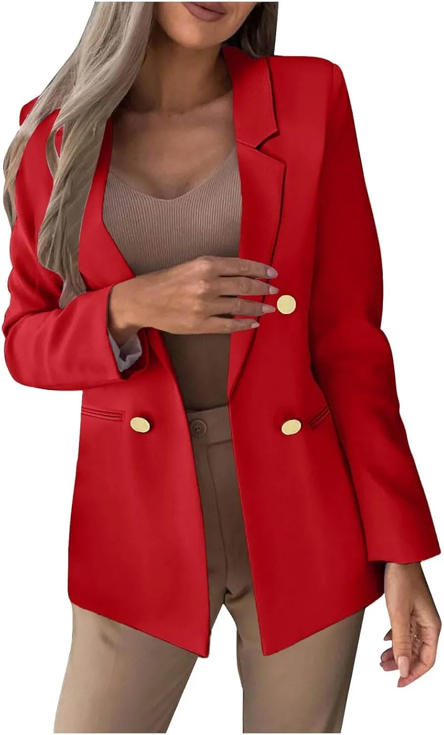 Oversized Blazers for Women Business Casual Long Sleeve Double Breasted Suit Jackets Open Front Lightweight Blazer