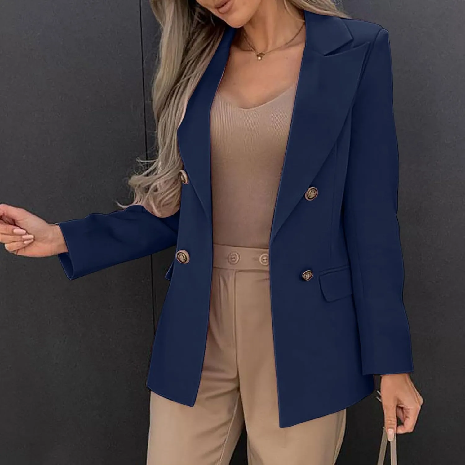 Oversized Blazers for Women Business Casual Long Sleeve Double Breasted Suit Jackets Open Front Lightweight Blazer
