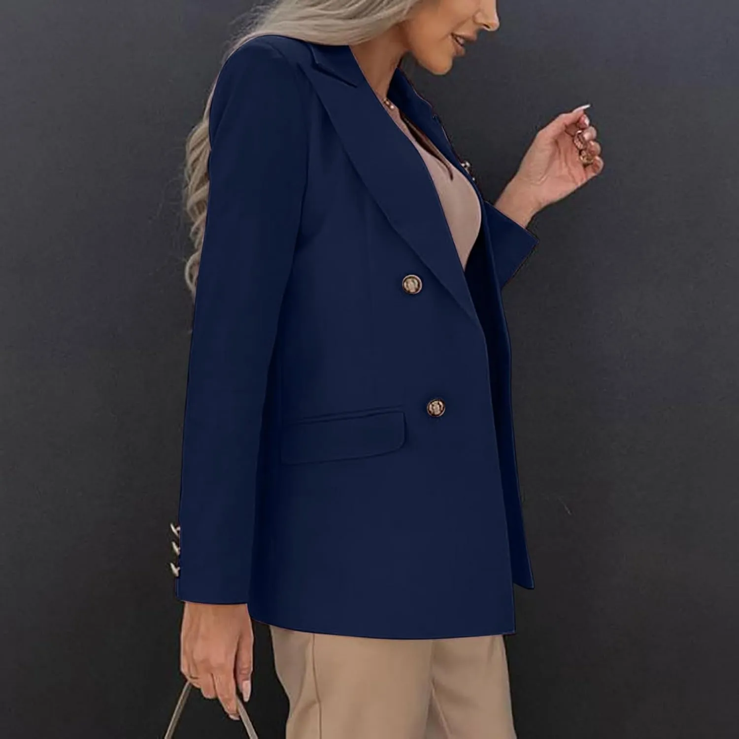 Oversized Blazers for Women Business Casual Long Sleeve Double Breasted Suit Jackets Open Front Lightweight Blazer
