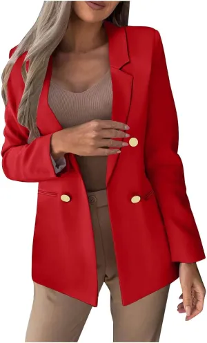 Oversized Blazers for Women Business Casual Long Sleeve Double Breasted Suit Jackets Open Front Lightweight Blazer