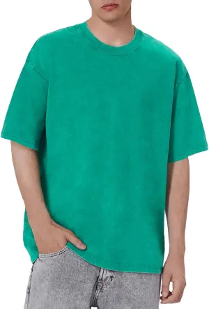 Oversized T-Shirts for Men Heavyweight Cotton Tee Crew Neck Short Sleeve Tops Men's Loose Fit Casual Fashion Shirt