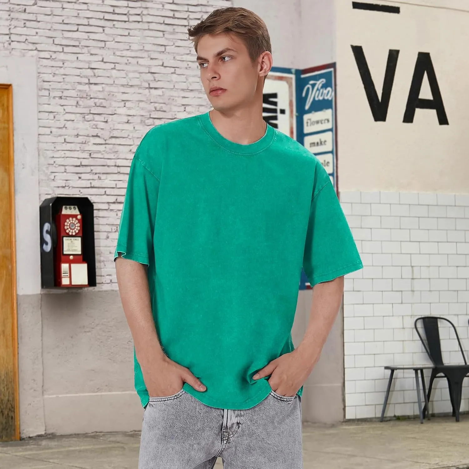 Oversized T-Shirts for Men Heavyweight Cotton Tee Crew Neck Short Sleeve Tops Men's Loose Fit Casual Fashion Shirt