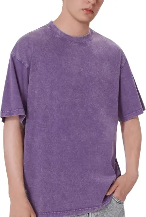 Oversized T-Shirts for Men Heavyweight Cotton Tee Crew Neck Short Sleeve Tops Men's Loose Fit Casual Fashion Shirt
