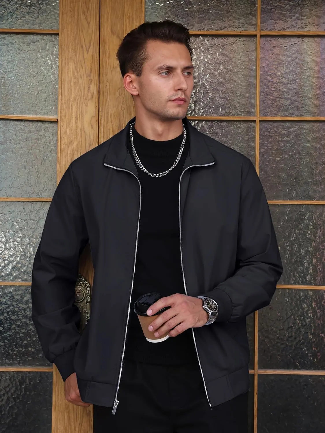 TACVASEN Men's Bomber Jacket Lightweight Casual Windproof Running Spring Windbreaker Sportswear Outerwear