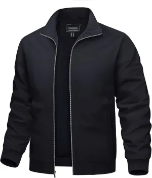 TACVASEN Men's Bomber Jacket Lightweight Casual Windproof Running Spring Windbreaker Sportswear Outerwear