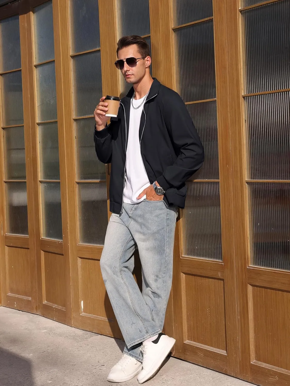 TACVASEN Men's Bomber Jacket Lightweight Casual Windproof Running Spring Windbreaker Sportswear Outerwear