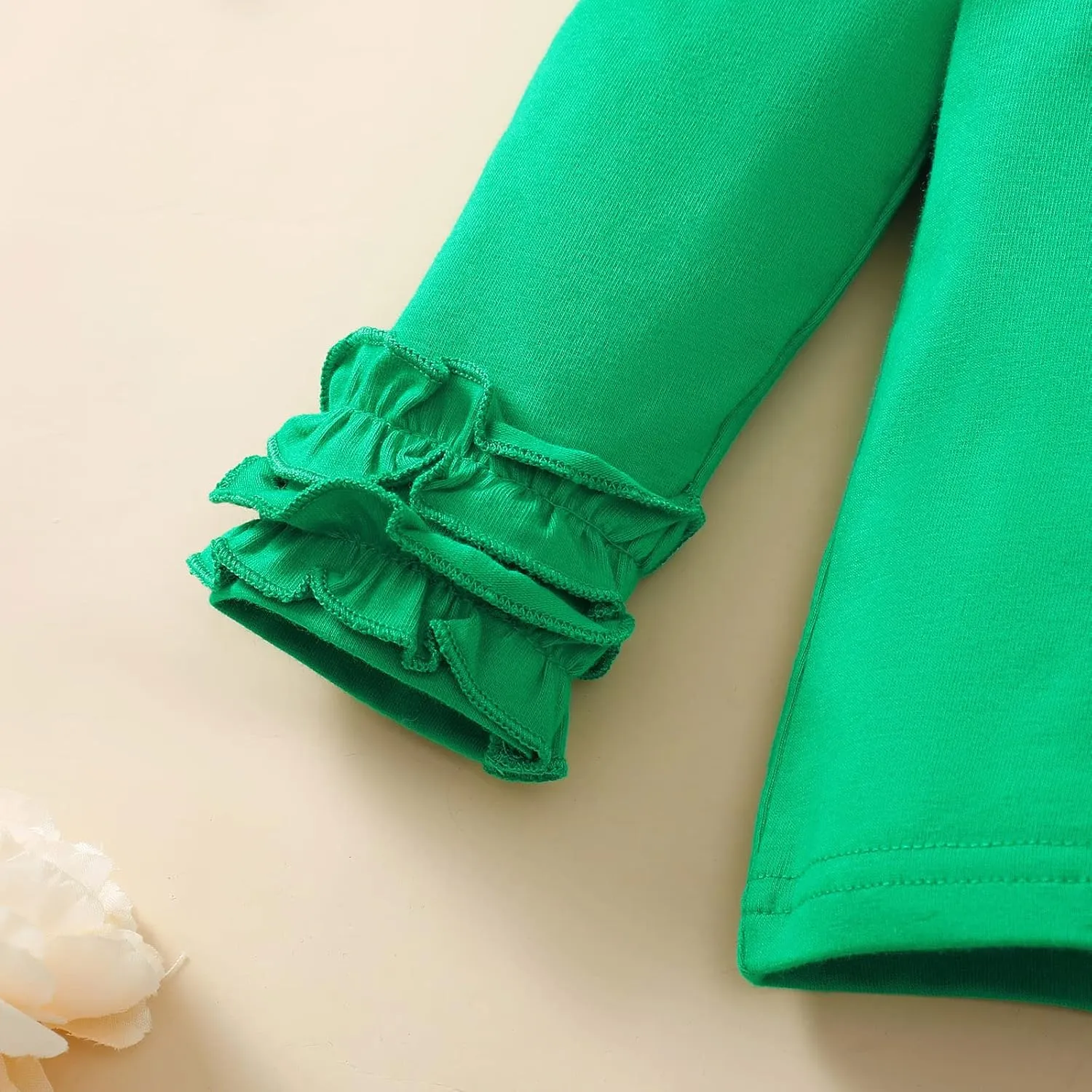 Toddler Baby Girl Solid Color T-Shirt Kids Blouse Plain Ruffle Sleeve Top Cotton Casual Clothes