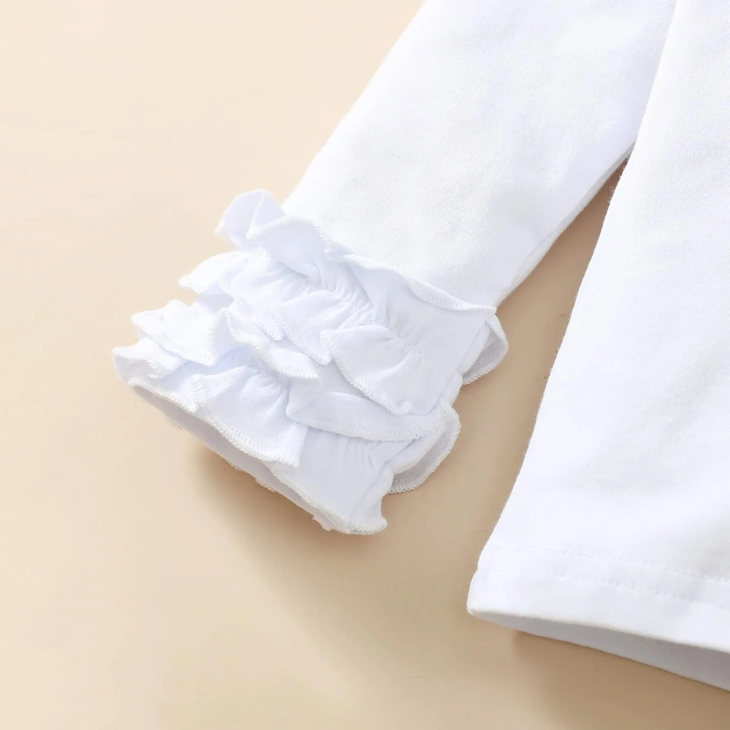 Toddler Girls Solid Color T-Shirt Kids Blouse Plain Ruffle Sleeve Top Baby Girl Cotton Casual Clothes