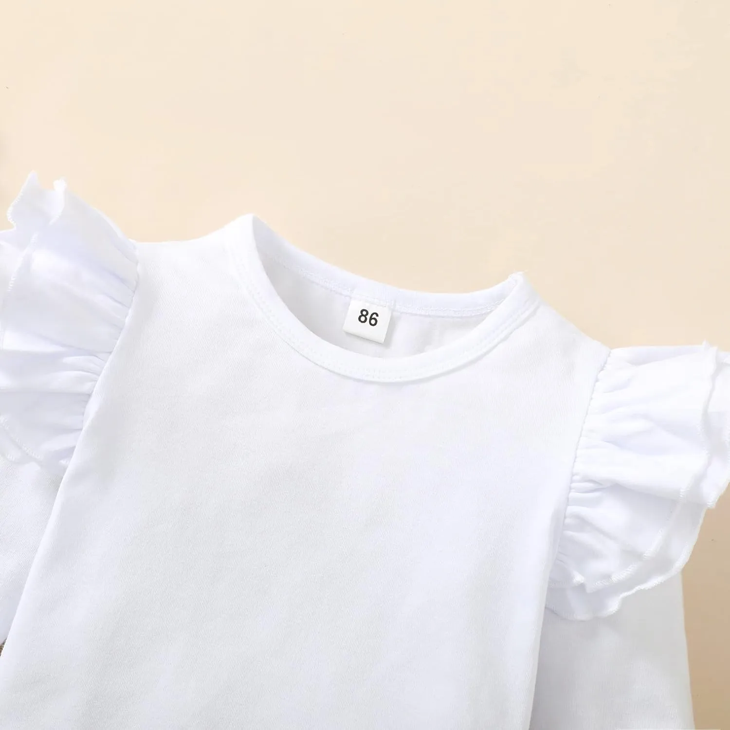 Toddler Girls Solid Color T-Shirt Kids Blouse Plain Ruffle Sleeve Top Baby Girl Cotton Casual Clothes