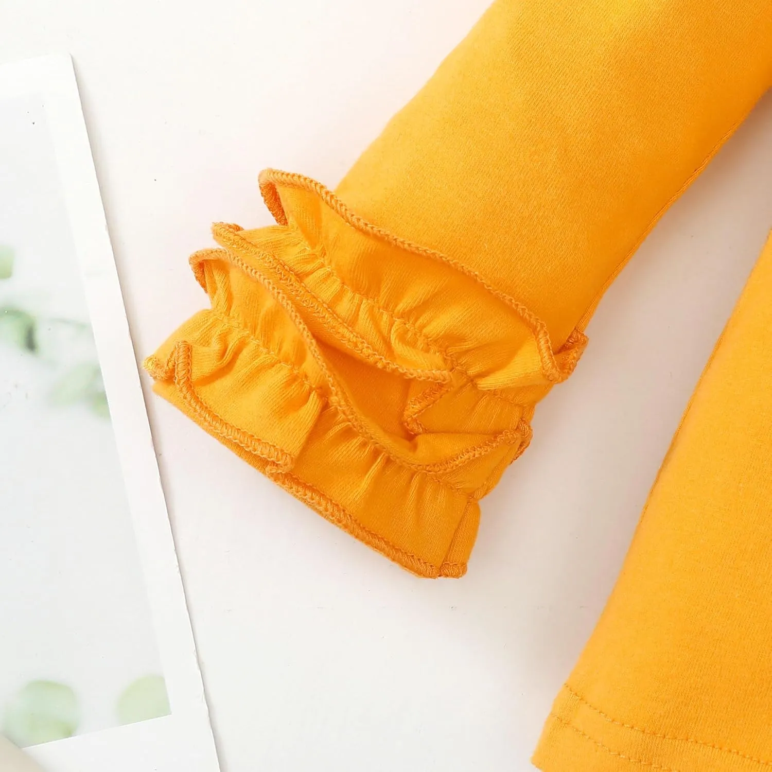 Toddler Girls Solid Color T-Shirt Kids Blouse Plain Ruffle Sleeve Top Baby Girl Cotton Casual Clothes