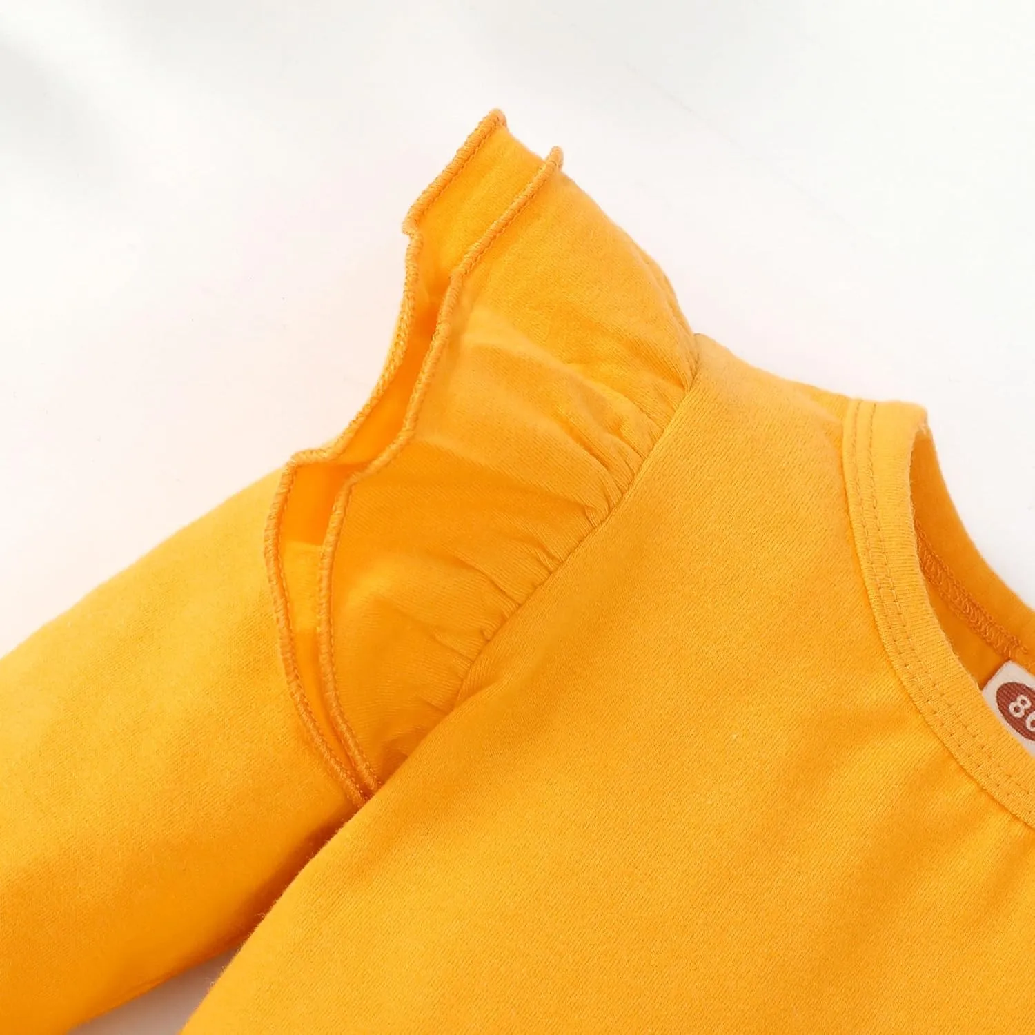 Toddler Girls Solid Color T-Shirt Kids Blouse Plain Ruffle Sleeve Top Baby Girl Cotton Casual Clothes